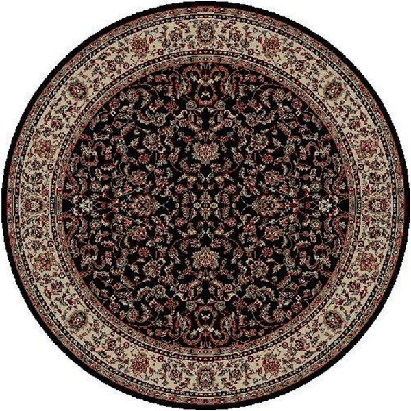 Concord Global 5 ft. 3 in. Persian Classics Kashan - Round, Black 20230